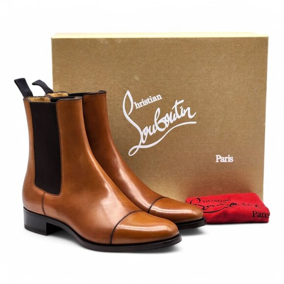 Christian Louboutin Antonio Chelsea Leather Boots - Brown EU 41.5 / US 8.5 $1350
